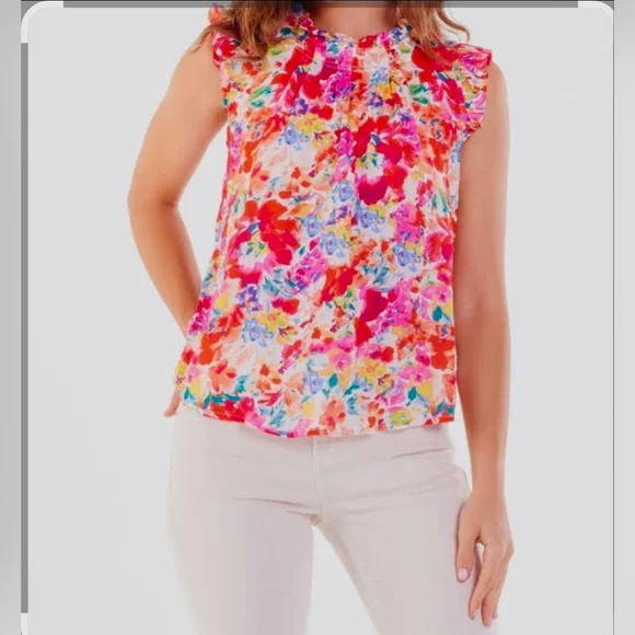 Dear John Multicolor Floral Blouse With Back Buttons NWT Size L - Picture 5 of 6